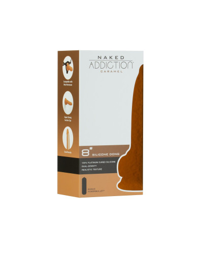 Фалоімітатор ADDICTION Dual Density Silicone Dildo Caramel 8″, присоска, діаметр 4,3 см, віброкуля в - Фото №10