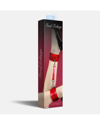 Поножи Feral Feelings – Ankle Restraints, натуральная кожа, red - Фото №2