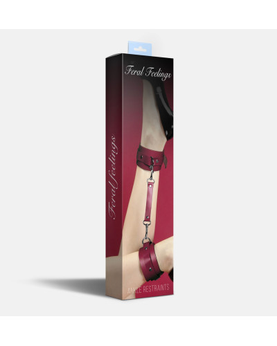 Поножи Feral Feelings – Ankle Restraints, натуральная кожа, burgundy - Фото №2