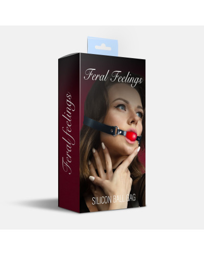 Кляп силіконовий Feral Feelings Silicon Ball Gag Black/Red, чорний ремінець, червона кулька - Фото №2