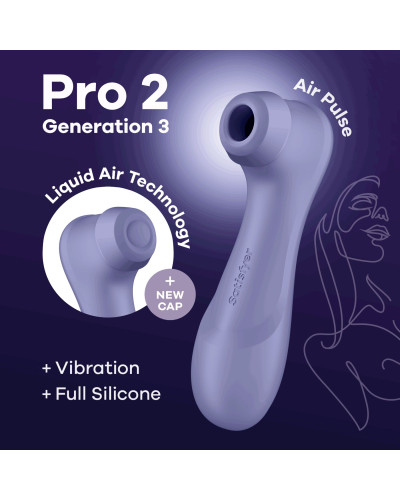 Вакуумний кліторальний стимулятор Satisfyer Pro 2 Generation 3 with Liquid Air Lilac - Фото №1