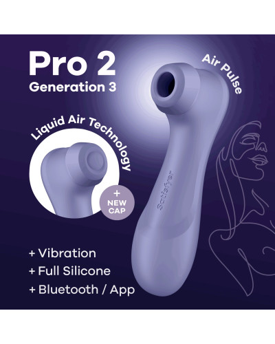 Вакуумний кліторальний стимулятор Satisfyer Pro 2 Generation 3 with Liquid Air Connect App Lilac - Фото №1
