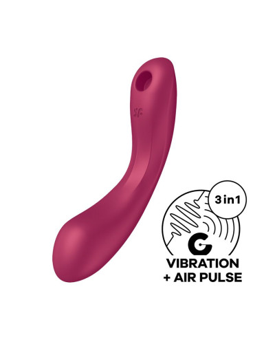 Вакуумный стимулятор с вибрацией Satisfyer Curvy Trinity 1 Red, игрушка 3в1 - Фото №1