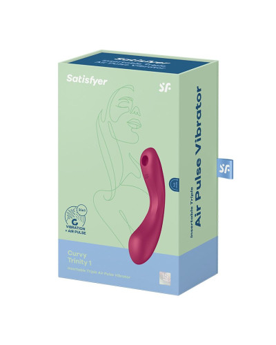 Вакуумный стимулятор с вибрацией Satisfyer Curvy Trinity 1 Red, игрушка 3в1 - Фото №5