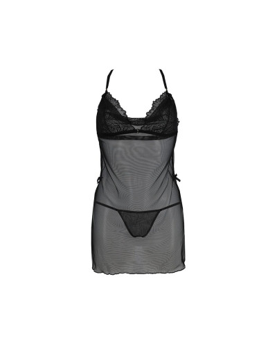 Сорочка Passion DELIENA CHEMISE L/XL black, стрінги із заниженою талією - Фото №3