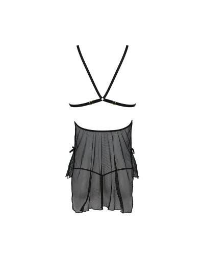 Сорочка Passion DELIENA CHEMISE L/XL black, стрінги із заниженою талією - Фото №4