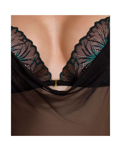Сорочка Passion DELIENA CHEMISE XXL/XXXL black, стрінги із заниженою талією - Фото №5