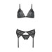 Комплект з відкритим доступом Passion DELIENA SET L/XL black, ліф, стрінги, пояс для панчіх - Фото №4