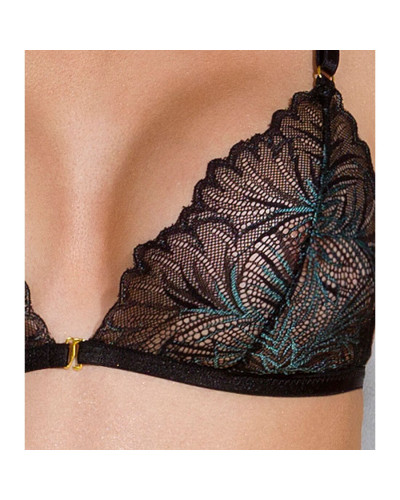 Комплект з відкритим доступом Passion DELIENA SET L/XL black, ліф, стрінги, пояс для панчіх - Фото №6