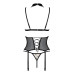 Корсет с открытой грудью Passion DOMINICA CORSET S/M beige, пажи для чулок, стринги - Фото №4