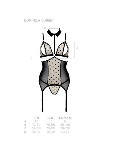 Корсет с открытой грудью Passion DOMINICA CORSET XXL/XXXL beige, пажи для чулок, стринги - Фото №5