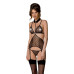 Корсет с открытой грудью Passion DOMINICA CORSET S/M black, пажи для чулок, стринги - Фото №1