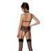 Корсет с открытой грудью Passion DOMINICA CORSET S/M black, пажи для чулок, стринги - Фото №2