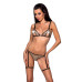 Эротический комплект нижнего белья Passion GABI SET L/XL beige, трусики с гартерами - Фото №1