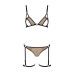 Эротический комплект нижнего белья Passion GABI SET L/XL beige, трусики с гартерами - Фото №3