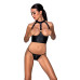 Комплект білизни з відкритими грудьми Passion GENEVIA SET WITH OPEN BRA L/XL black, корсет, стрінги - Фото №1