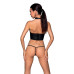 Комплект білизни з відкритими грудьми Passion GENEVIA SET WITH OPEN BRA L/XL black, корсет, стрінги - Фото №2