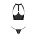 Комплект білизни з відкритими грудьми Passion GENEVIA SET WITH OPEN BRA L/XL black, корсет, стрінги - Фото №3