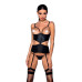 Корсет с открытой грудью Passion JANNIES CORSET L/XL black, стринги в наборе - Фото №1