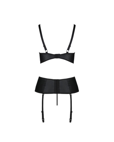 Корсет с открытой грудью Passion JANNIES CORSET L/XL black, стринги в наборе - Фото №4