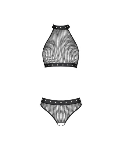 Белье с открытым доступом Passion MOONLIGHT SET L/XL black топ, стринги - Фото №3
