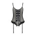 Корсет зі шнурівкою Passion NESSY CORSET XXL/XXXL black, стрінги з відкритим доступом, пажі для панч - Фото №3