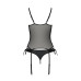 Корсет зі шнурівкою Passion NESSY CORSET XXL/XXXL black, стрінги з відкритим доступом, пажі для панч - Фото №4