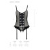 Корсет зі шнурівкою Passion NESSY CORSET XXL/XXXL black, стрінги з відкритим доступом, пажі для панч - Фото №5