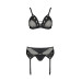 Комплект белья Passion NESSY SET L/XL black, бюстгальтер, пояс для чулок, стринги - Фото №3