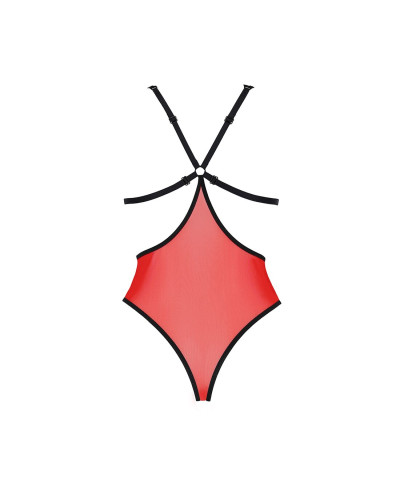 Напівпрозоре боді з мереживом Passion PEONIA BODY S/M red - Фото №4