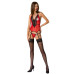 Корсет з пажами для панчіх Passion PEONIA CORSET L/XL red, стрінги - Фото №3