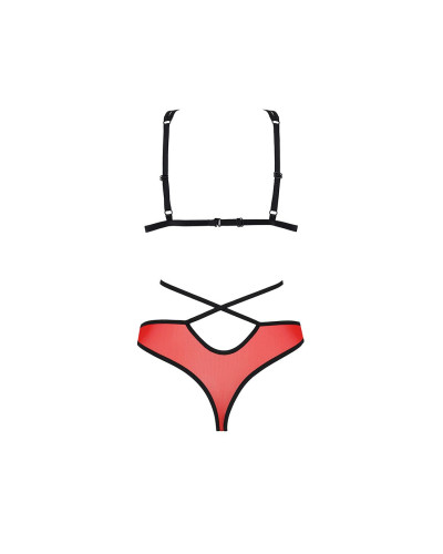 Комплект білизни Passion PEONIA SET S/M red, бра, трусики - Фото №4