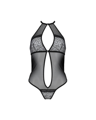 Сітчасте боді з мереживом на грудях Passion SATARA BODY S/M black - Фото №3