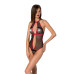 Сетчатое боди с кружевом на груди Passion SATARA BODY L/XL red - Фото №1