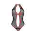 Сетчатое боди с кружевом на груди Passion SATARA BODY L/XL red - Фото №3