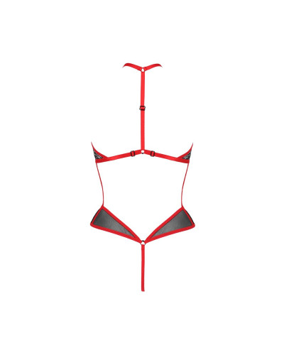 Сетчатое боди с кружевом на груди Passion SATARA BODY XXL/XXXL red - Фото №4