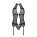 Корсет з пажами Passion SATARA CORSET L/XL black, стрінги, мереживо, застібки спереду та ззаду - Фото №3