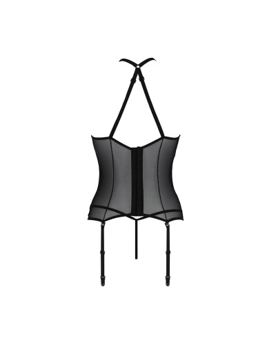 Корсет з пажами Passion SATARA CORSET L/XL black, стрінги, мереживо, застібки спереду та ззаду - Фото №4