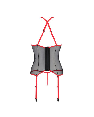 Корсет з пажами Passion SATARA CORSET XXL/XXXL red, стрінги, мереживо, застібки спереду та ззаду - Фото №4