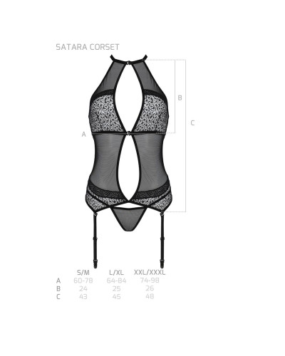 Корсет з пажами Passion SATARA CORSET XXL/XXXL red, стрінги, мереживо, застібки спереду та ззаду - Фото №5