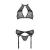 Комплект белья Passion SATARA SET L/XL black, топ, пояс для чулок, стринги - Фото №3