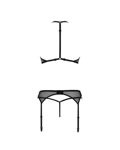 Комплект белья Passion SATARA SET L/XL black, топ, пояс для чулок, стринги - Фото №4
