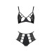 Комплект белья Passion TASMINA SET S/M black, лиф, высокие трусики с корсетом сзади - Фото №3