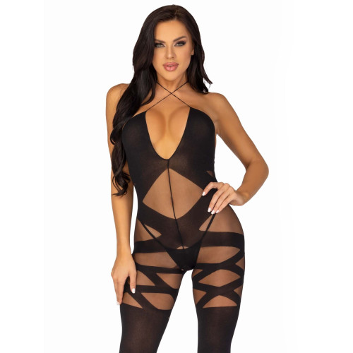 Бодістокінг Leg Avenue Illusion halter bodystocking One size Black, доступ
