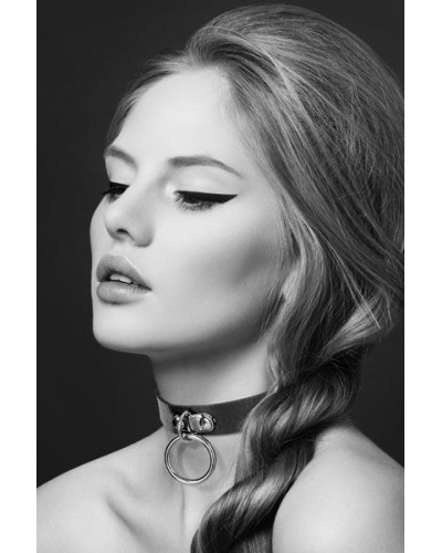 Чокер з кільцем для повідця Bijoux Pour Toi - FETISH Black, екошкіра - Фото №1