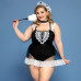 Костюм секс-покоївки JSY «Гаряча Кері» Plus Size Black, боді, спідниця, чокер, головний убір, мітелк - Фото №1