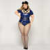 Эротический костюм полицейской JSY «Шаловливая Кетт» Plus Size, blue, боди, головной убор полицейско - Фото №1