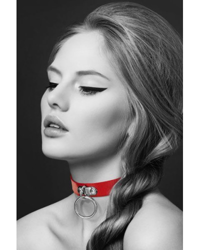 Чокер з кільцем для повідця Bijoux Pour Toi - FETISH Red, екошкіра - Фото №1