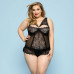 Сексуальный комплект белья JSY «Скромница Брук» Plus Size, Black, кружево, корсет, стринги - Фото №1
