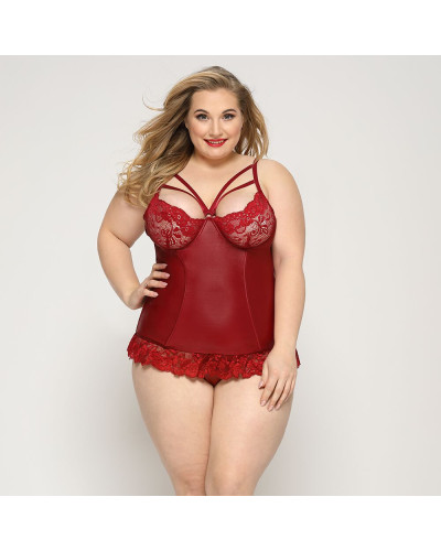 Сексуальный корсет со стрепами JSY «Горячая Тейлор» Plus Size, Red, кружево, стринги - Фото №1